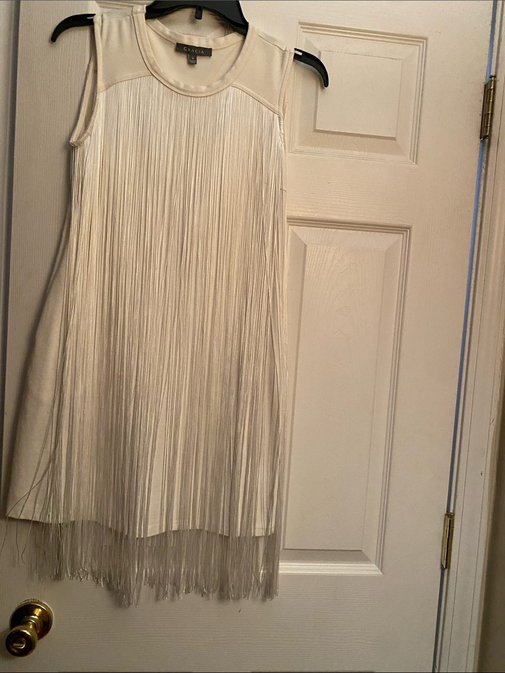 Gracia Girls Cream Fringe Party Dress